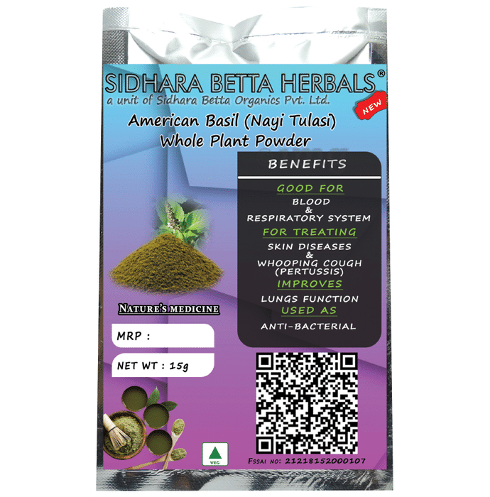 Sidhara Betta Herbals American Basil Whole Plant Powder