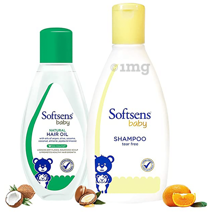 Softsens Combo Pack of Baby Natural Hair Oil 100ml and Baby Shampoo 200ml