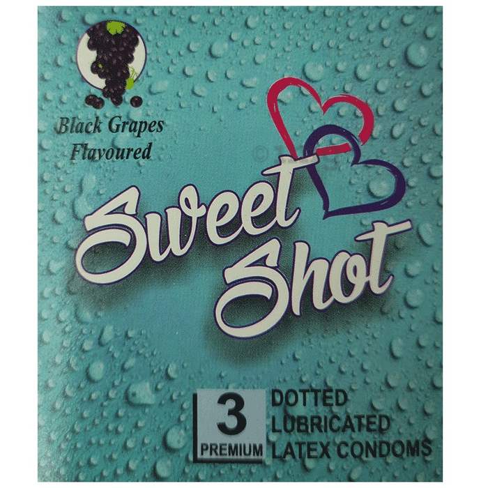 Sweet Shot Dotted Lubricated Latex Condom Black Grape