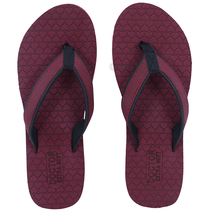 Doctor Extra Soft D 3 Women's Slippers with Bounce Back Technology Orthopaedic and Diabetic MCR Anti-skid Cushion Comfort Maroon 10