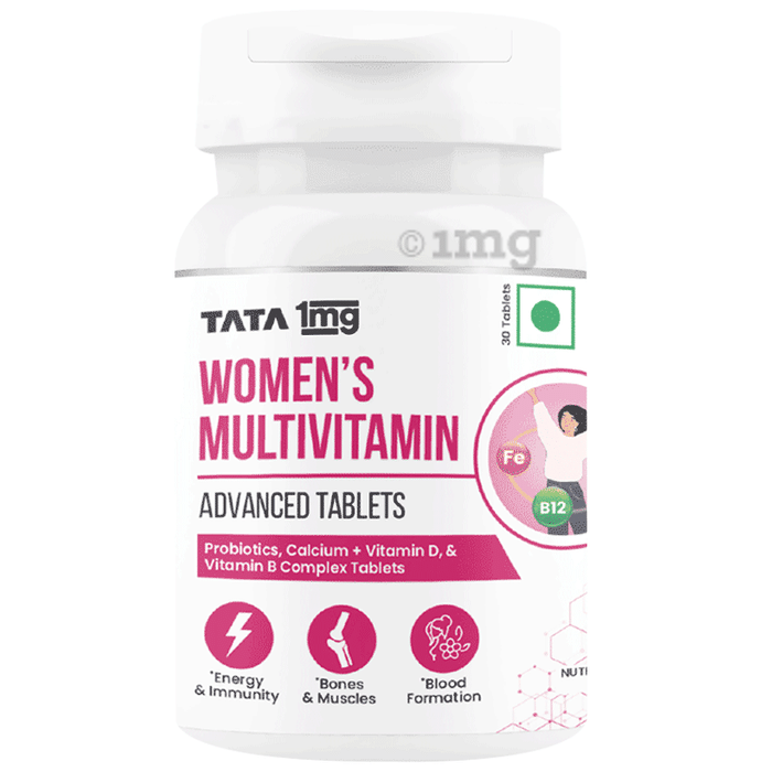 Tata 1mg Women's Multivitamin Veg Tablet with Zinc, Vitamin C, Calcium, Vitamin D and Iron | Supports Overall Health | Nutrition Enhancer