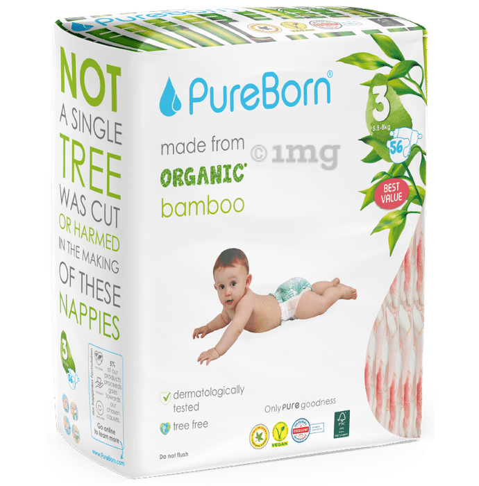 PureBorn Organic Bamboo Nappies | Size 3