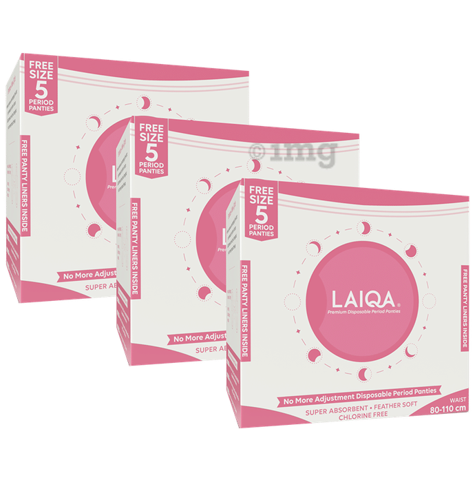 Laiqa Premium Disposable Period Panties (5 Each) & Free Panty Liner Inside Free Size