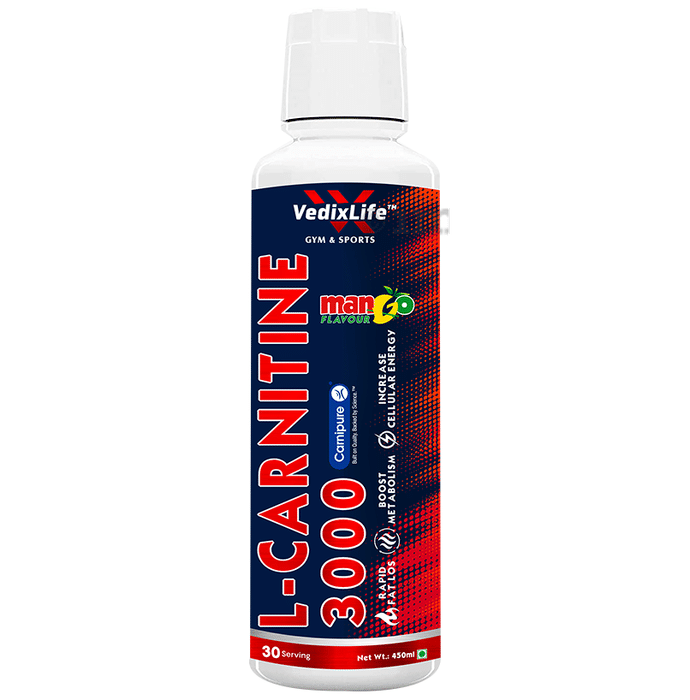VedixLife L-Carnitine 3000 for Energy, Fat Metabolism & Performance Mango