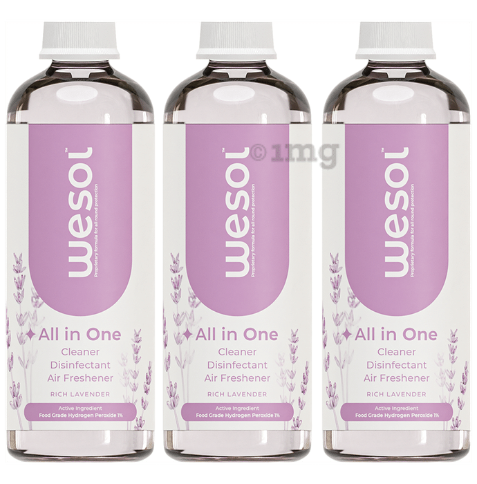 Wesol Food Grade Hydrogen Peroxide 1% All in One Multi Surface Cleaner Liquid, Disinfectant and Air Freshner (500ml Each) Rich Lavender