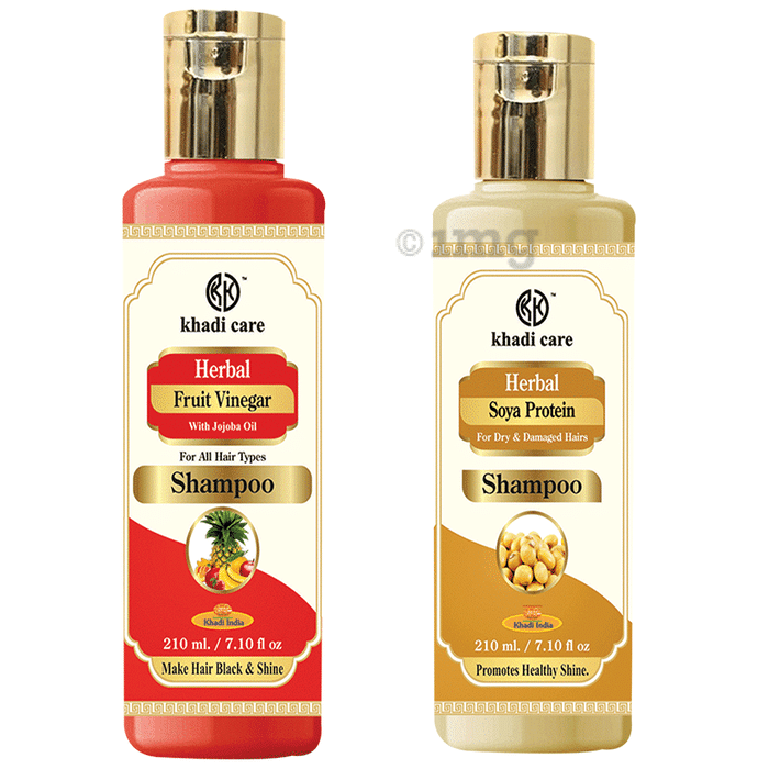 Khadi Care Combo Pack of Fruit Vinegar Shampoo & Soya Protein Shampoo (210ml Each)
