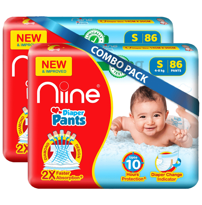 Niine Baby Diaper Pants 2X Faster Absorption (86 Each) Small
