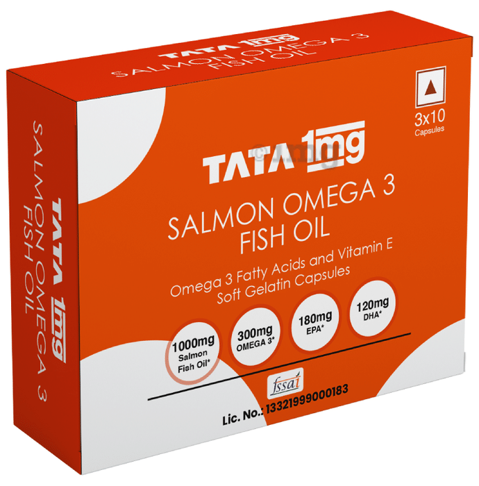 Tata 1mg Salmon Omega 3 Fish Oil 1000mg | High absorption supplement | Helps manage cholesterol