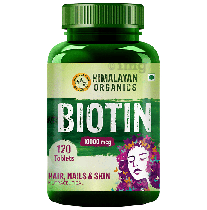 Himalayan Organics Biotin 10000mcg for Nails, Hair & Skin Health | Tablet