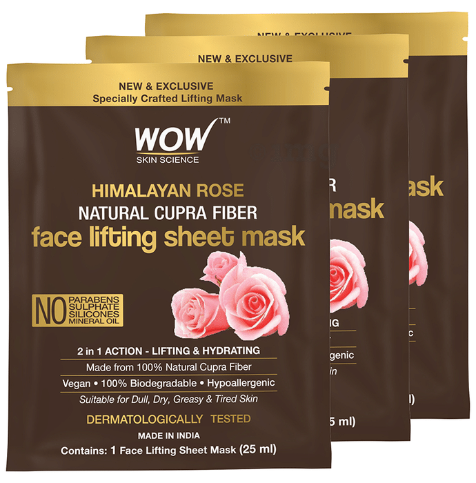 WOW Skin Science Himalayan Rose Natural Cupra Fiber Face Lifting Sheet Mask (25ml Each)