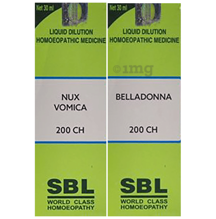 Combo Pack of SBL Nux Vomica Dilution 200 CH & SBL Belladonna Dilution 200 CH (30ml Each)