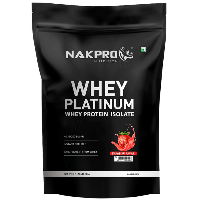 Nakpro Nutrition Whey Platinum Protein Isolate for Muscle Recovery | Flavour Strawberry