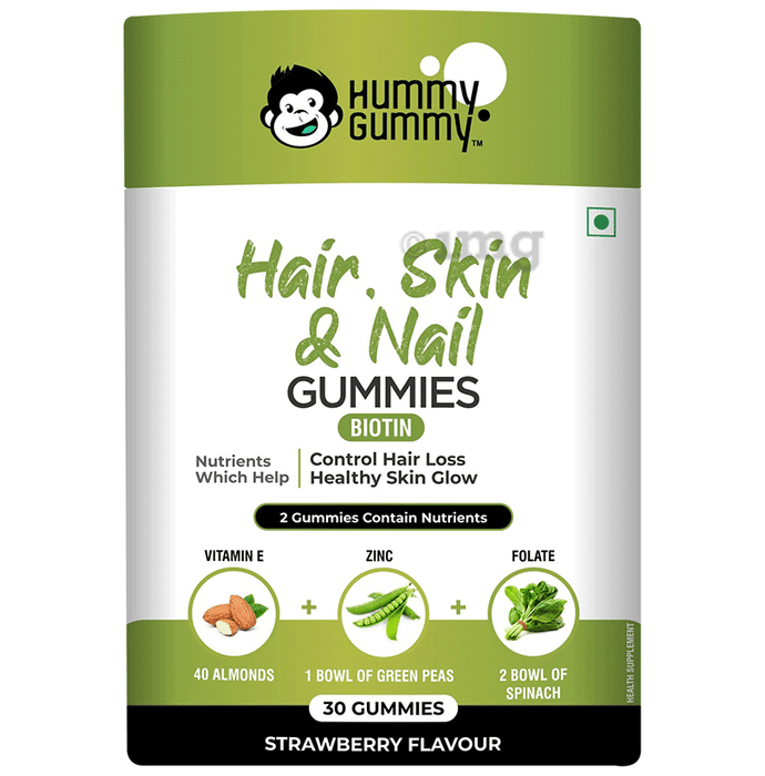 Hummy Gummy Hair, Skin & Nail Gummies (30 Each) Strawberry