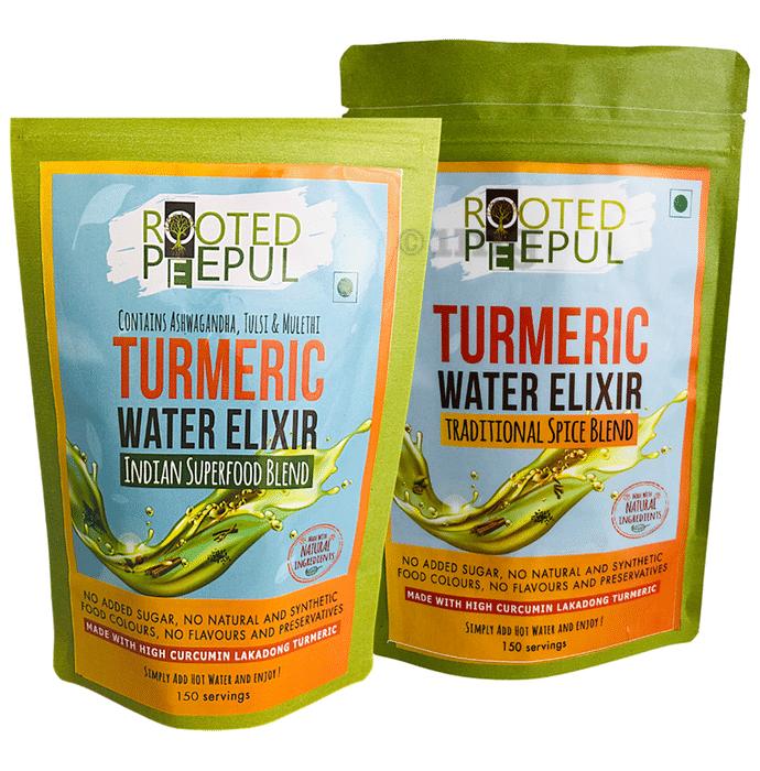 Rooted Peepul Combo Pack of Turmeric Water Elixir Indian Superfood Blend & Turmeric Water Elixir Traditional Spice Blend (150gm Each)