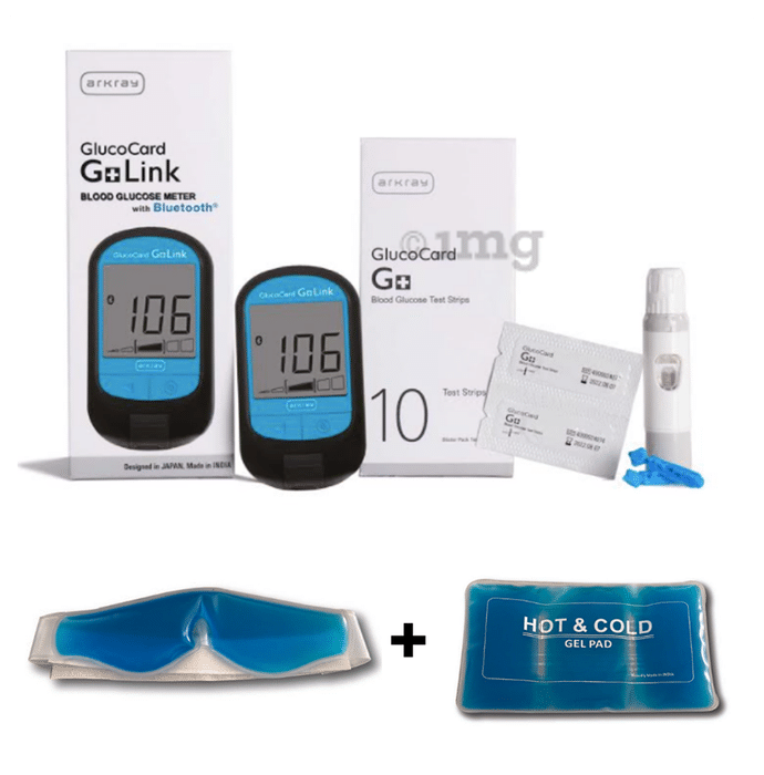 Arkray 29FA140 11 Combo Pack of Glucocard G+ Link Blood Glucose Meter with Bluetooth &  with Relax and Relief Kit Black
