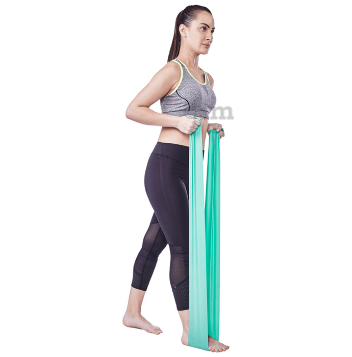 Vissco Medium Active Resistance Band for Exercise, Workouts, Gym, Stretching Green