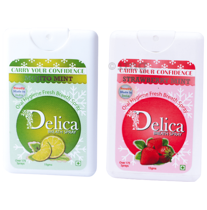 Delica Breath Spray (15gm Each) Mojito Mint, Strawberry MInt