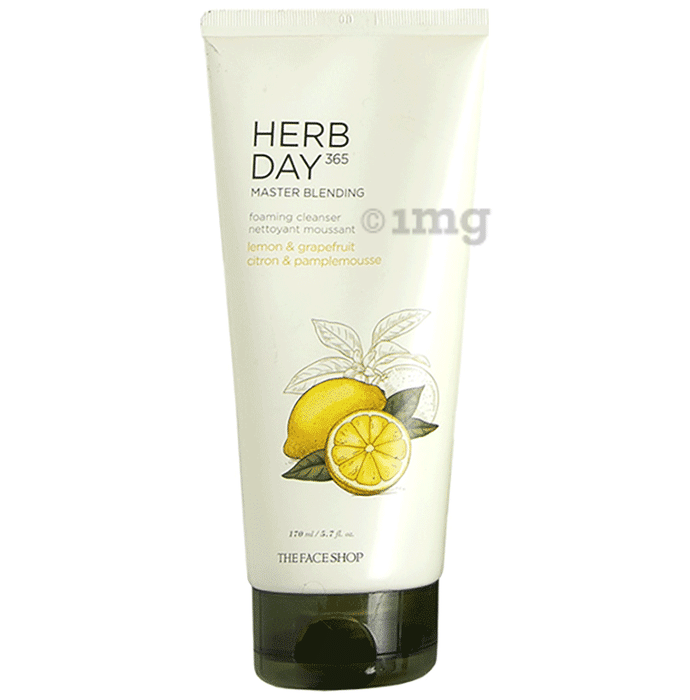 The Face Shop Herb Day 365 Foaming Cleanser- Lemon & Grapefruit, Face Wash With Vitamin C & Glycolic Acid For Brighter & Glowing Skin Lemon & Grapefruit