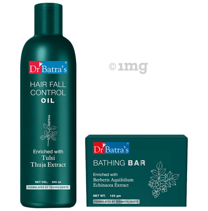 Dr Batra's Combo Pack of Hair Fall Control Oil 200ml and Skin Purifying Bathing Bar 125gm