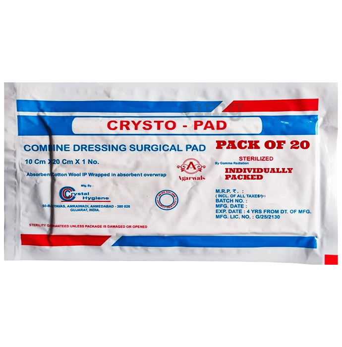 Agarwals Crysto Sterile Combine Dressing Surgical Pad 10cm x 20cm