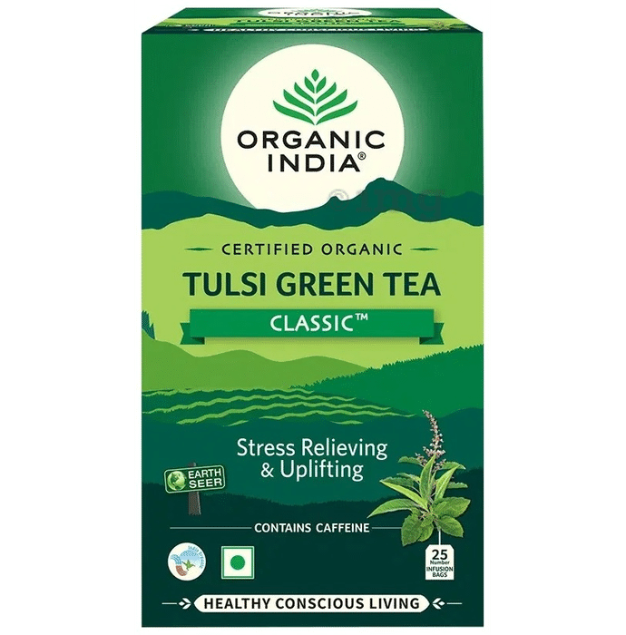 Organic India Tulsi Green Tea Infusion Bag (1.4gm Each) Classic