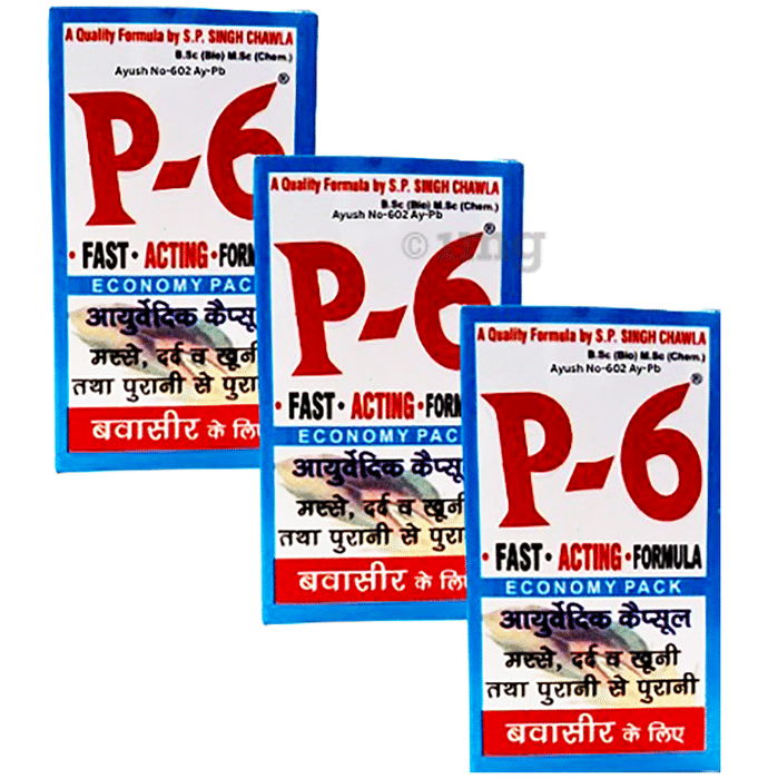 P 6 Fast Acting Formula Ayurvedic Bawasir Sahayak Capsule (60 Each)