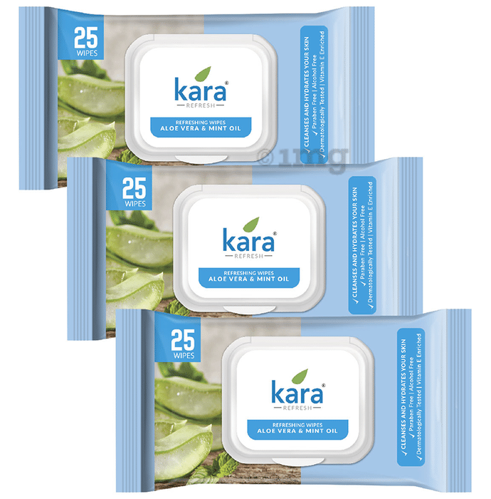 Kara Refreshing Wipes (25 Each) Aloevera & Mint Oil