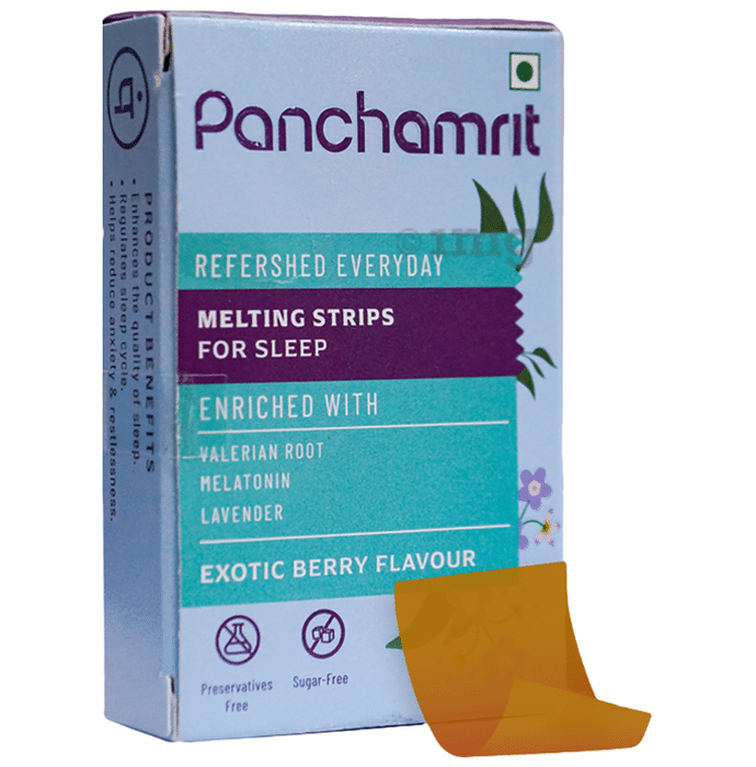 Panchamrit Melatonin-5mg Strip for Sleep with Ayurvedic Herbs| Natural Sleep Aid|