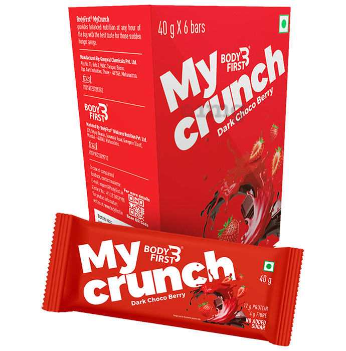 Body First My Crunch Protein Bar (40gm Each) Dark Choco Berry