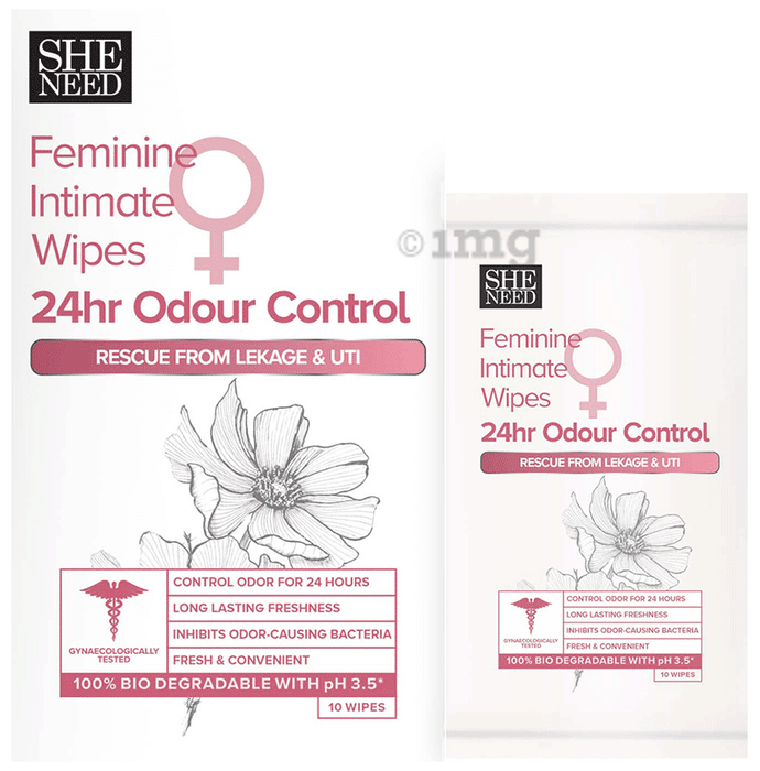 SheNeed 24 Hr Odour Control  Feminine Intimate Wipe (10 Each)