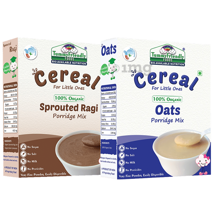 TummyFriendly Foods Cereal Porridge Mix (200gm Each) Sprouted Ragi & Oats
