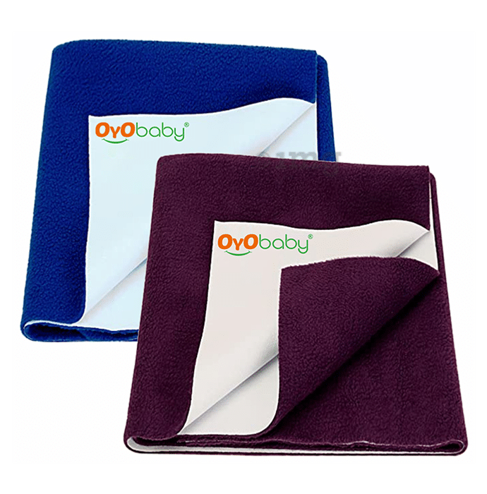 Oyo Baby Waterproof Bed Protector Dry Sheet Gifts Pack Medium Royal Blue & Plum