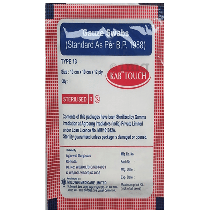 Kab Touch Gauze Swabs (12 Each) 10cm x 10cm x 12ply