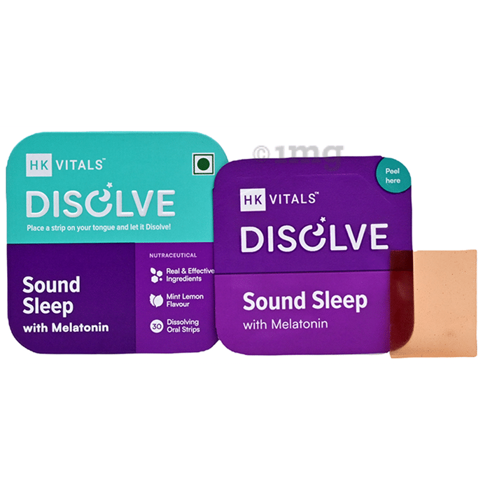 Healthkart HK Vitals Disolve with 5mg Melatonin | Strips for Sleep Support | Flavour Mint Lemon