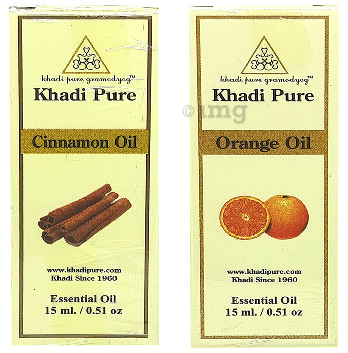 Khadi Pure Combo Pack of Cinnamon Oil & Orange Oil (15ml Each)
