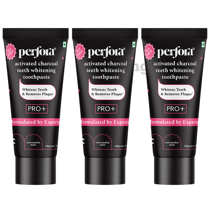 Perfora Activated Charcoal Teeth Whitening Toothpaste Pro + (100gm Each) Watermelon & Mint