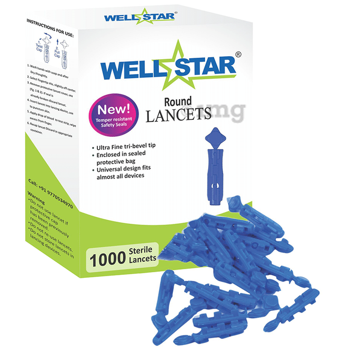 Wellstar Round Lancets Blue