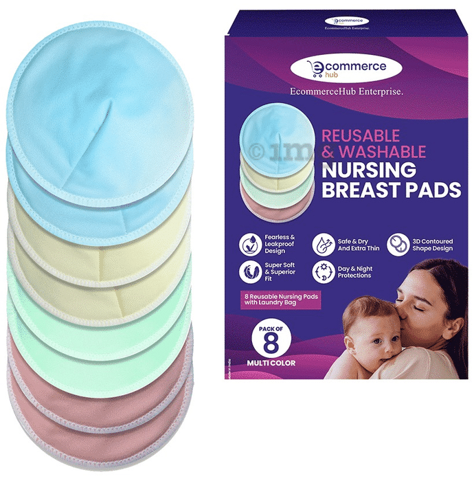 EcommerceHub Reusable & Washable Nursing Breast Pad (Pair) Multicolor Medium