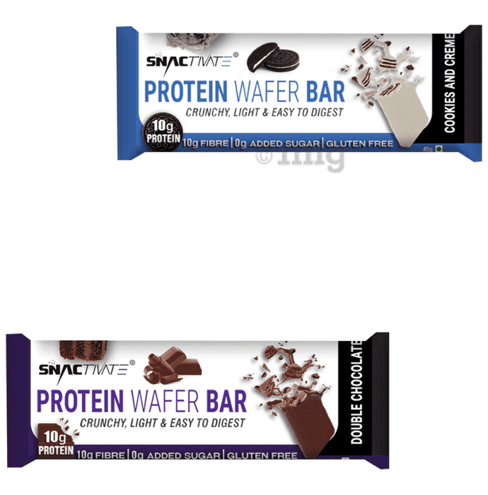 Snactivate Combo Pack of Protein Wafer Bars Double Chocolate and Cookies & Creme (40gm Each)