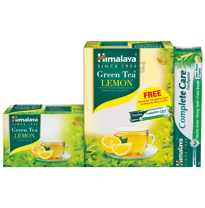 Himalaya Green Tea Sachet (2gm Each) Lemon with Himalaya Complete Care Toothpaste 80gm free