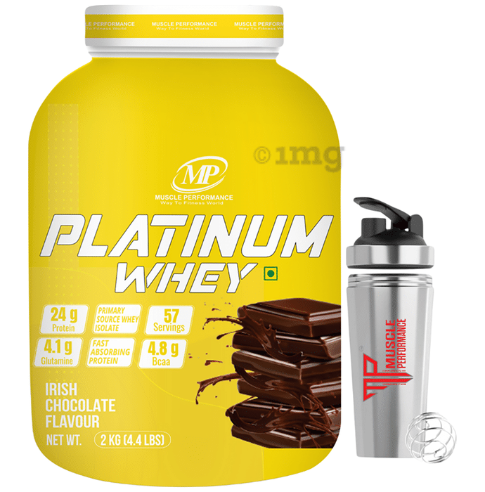 MP Muscle Performance Platinum Whey Powder Irish Chocolate with Steel Shaker