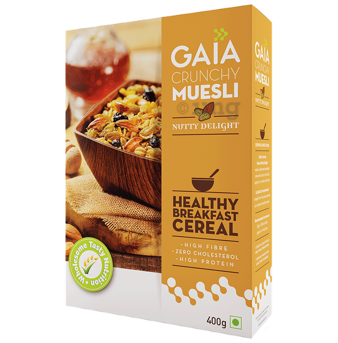 GAIA with Vitamins, Minerals, High Protein & Fibres for Nutrition | Crunchy Muesli Nutty Delight