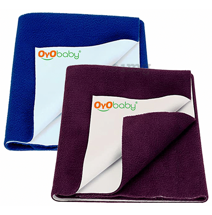 Oyo Baby Waterproof Bed Protector Dry Sheet Gifts Pack Large Royal Blue & Plum