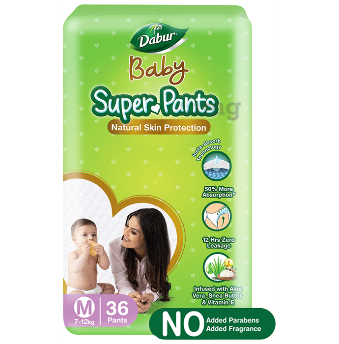 Dabur Baby Super Pants with Aloe Vera, Shea Butter & Vitamin E | Size Medium