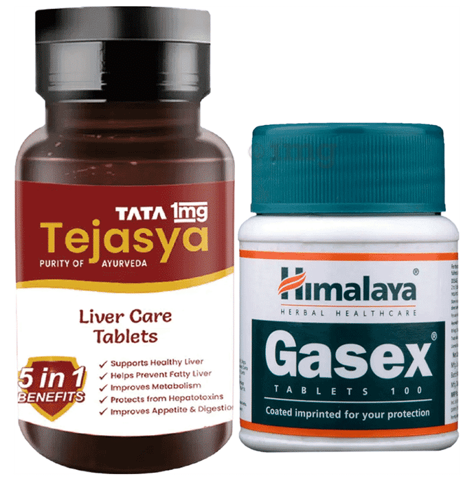 Combo Pack of Tata 1mg Tejasya Liver Care Tablets (60) & Himalaya Gasex Tablet (100)
