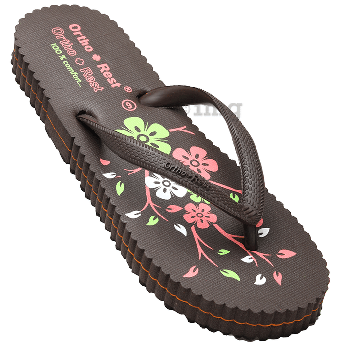 Ortho + Rest Women's Cool Extra Soft and Comfortable Orthopedic Flip Flops for Home Daily Use Brown 7