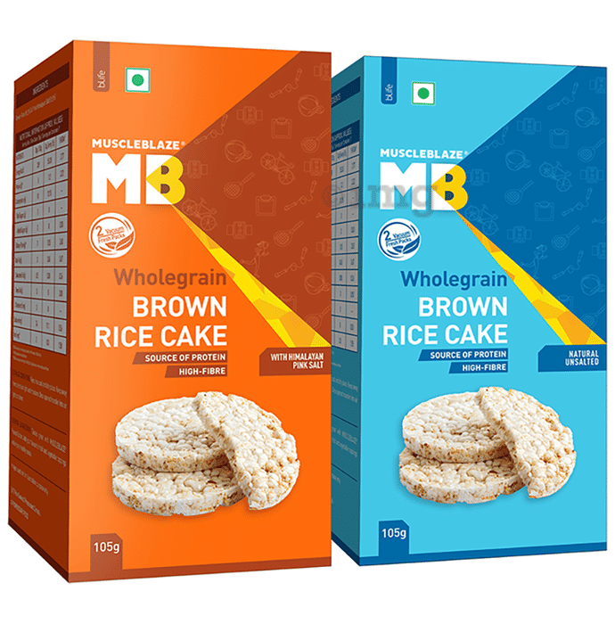 Muscleblaze Combo Pack of Wholegrain Brown Rice Cake Natural Unsalted & Wholegrain Brown Rice Cake with Himalayan Pink Salt (105gm Each)