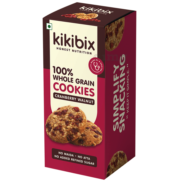 Kikibix 100% Whole Grain Cookies Cranberry Walnut