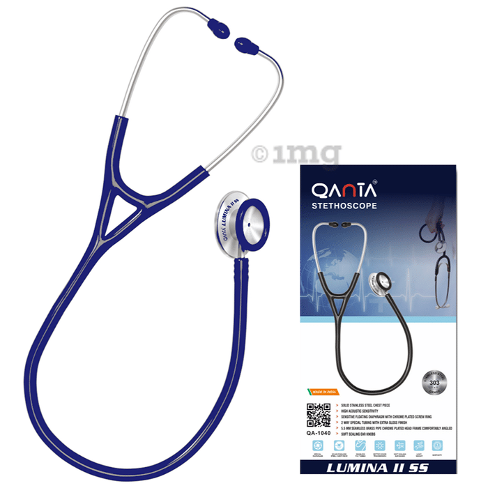 Qanta QA-1040 Stethoscope Lumina II SS With Stainless Steel Chest Piece Blue
