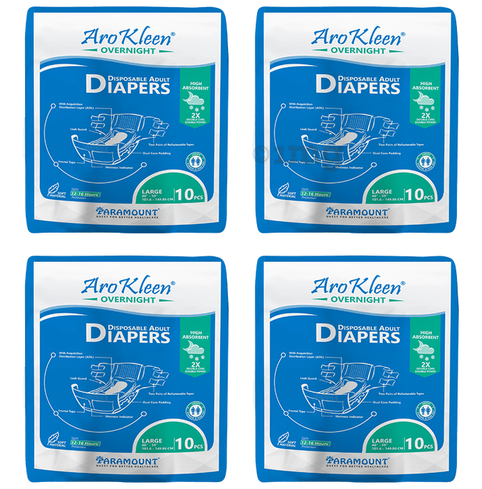 Arokleen Overnight Disposable Adult Diaper (10 Each) Large